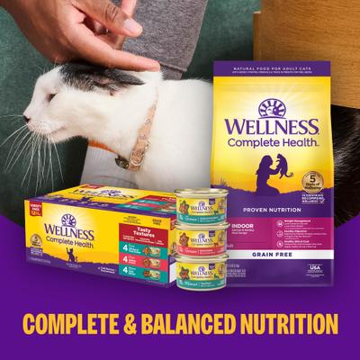 Show full view: Wellness Complete Health Poultry Lovers Pate Variety Pack Grain-Free Natural Canned Cat Food, 5.5-oz, case of 30 slide 8 of 12