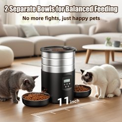 Casfuy Stainless Steel Automatic Dog & Cat Feeder with Two Bowls, 5-L slide 2 of 6