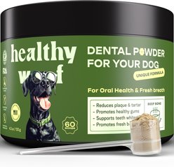 Healthy Woof Oral Care Bone Broth Dental Powder Supplement for Dogs, 4.2-oz jar