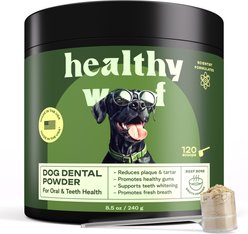Healthy Woof Oral Care Bone Broth Dental Powder Supplement for Dogs, 8.5-oz jar slide 1 of 6