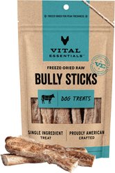 Vital Essentials Bully Sticks Treats Freeze-Dried Raw Dog Treats, 1.4-oz bag