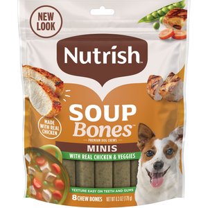 Nutrish Soup Bones Minis Chews with Real Chicken & Veggies Dog Treats, 6.3-oz pouch (Rachael Ray)