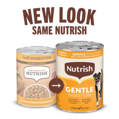 Show full view: Nutrish Gentle Digestion Lamb, Pumpkin & Chicken Chunks in Gravy Canned Dog Food, 13-oz can, case of 12 (Rachael Ray) slide 3 of 12