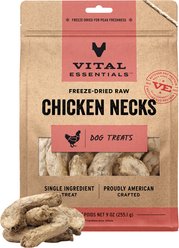 Vital Essentials Chicken Necks Grain-Free Freeze-Dried Raw Dog Treats, 9-oz bag