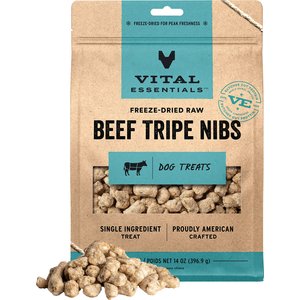 Vital Essentials Freeze-Dried Raw Beef Tripe Nibs Dog Chews, 14-oz bag