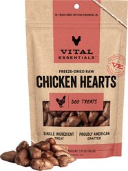 Vital Essentials Chicken Hearts Freeze-Dried Raw Dog Treats, 3.75-oz bag