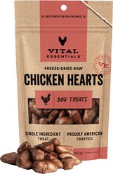 Vital Essentials Chicken Hearts Freeze-Dried Raw Dog Treats, 1.9-oz bag