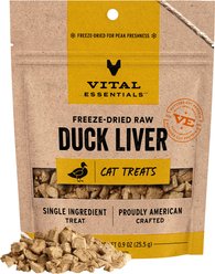 Vital Essentials Duck Liver Treats Freeze-Dried Raw Cat Treats, 0.9-oz bag