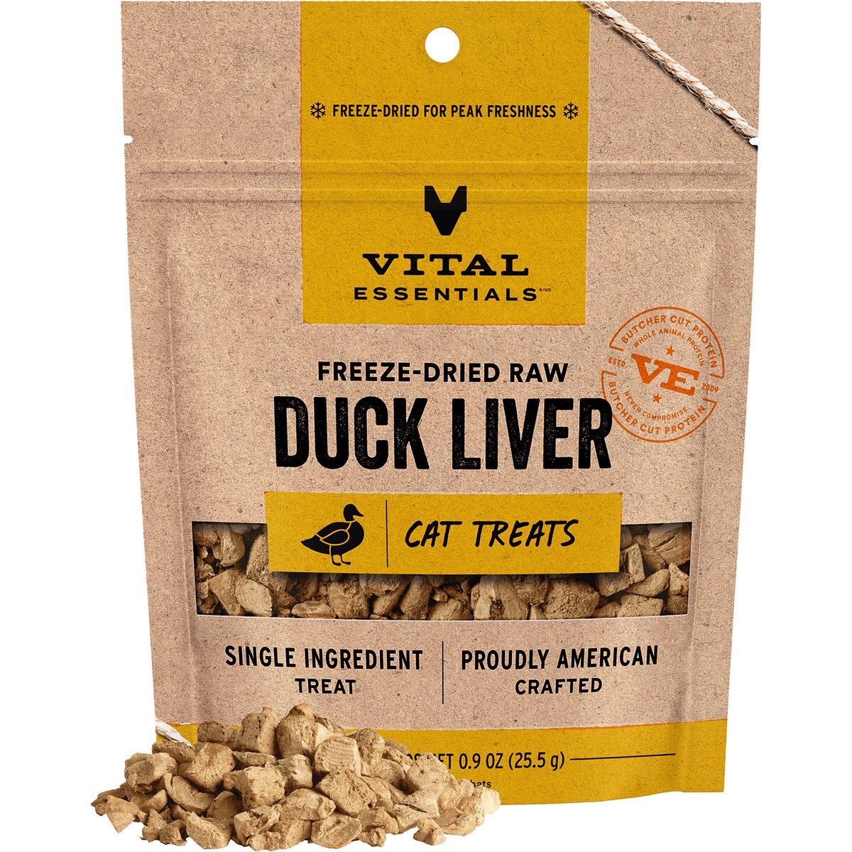 Vital Essentials Duck Liver Single Ingredient Freeze-Dried Cat Treats, 0.9-oz bag