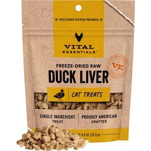 Vital Essentials Duck Liver Treats Freeze-Dried Raw Cat Treats, 0.9-oz bag