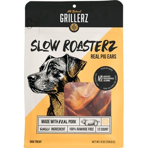 Grillerz Smoked Pig Ears Dog Treats, 12 count
