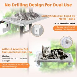 HOMAGICO 2-in-1 Fleece Adjustable Cat Window Perch, Gray, 22 x 13-in slide 2 of 6