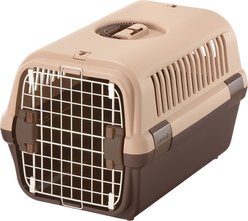 Richell Front Door Dog & Cat Carrier, Tan & Brown, 22.4-in
