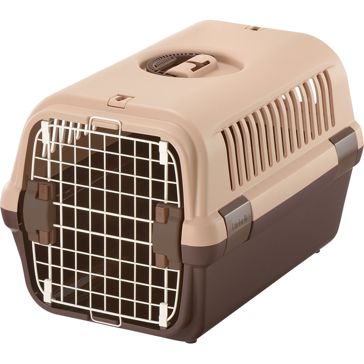 Richell Front Door Dog & Cat Carrier, Tan & Brown, 22.4-in