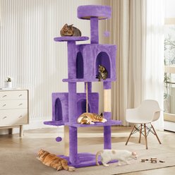 TSCOMON Multi-Level 58-in Plush Cat Tree & Condo, Purple