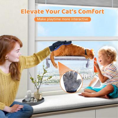 Show full view: HOMAGICO 2-in-1 Fleece Adjustable Cat Window Perch, Gray, 26 x 13-in slide 6 of 7