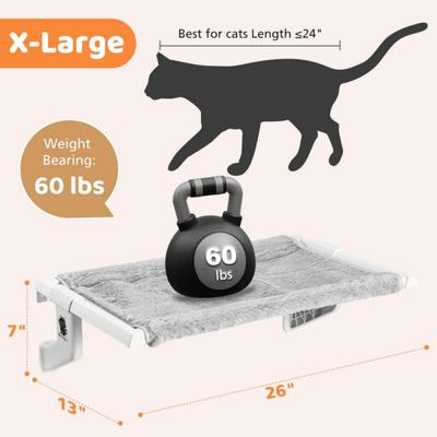 Show full view: HOMAGICO 2-in-1 Fleece Adjustable Cat Window Perch, Gray, 26 x 13-in slide 2 of 7