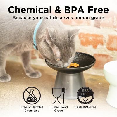 Show full view: Necoichi Extra Wide Raised Basic Edition Non-Skid Elevated Cat Bowl, Grey, 1.5-cup, 2 count slide 8 of 11