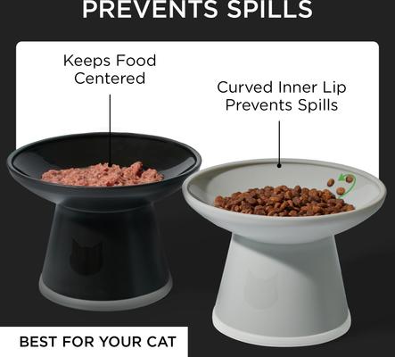 Show full view: Necoichi Extra Wide Raised Basic Edition Non-Skid Elevated Cat Bowl, Grey, 1.5-cup, 2 count slide 6 of 11