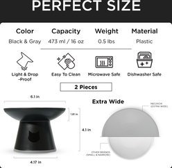 Necoichi Extra Wide Raised Basic Edition Non-Skid Elevated Cat Bowl, Grey, 1.5-cup, 2 count slide 2 of 9