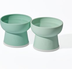 Necoichi Tilted Extra Wide Raised Basic Edition Non-Skid Elevated Cat Water Bowl Set, Pink, 1.5-cup