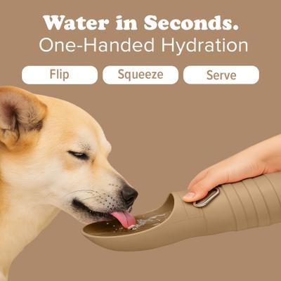 Show full view: Puppington Collapsible Silicone Dog Water Bottle, 18-oz, Latte Beige slide 4 of 9