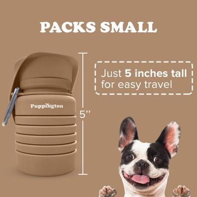 Show full view: Puppington Collapsible Silicone Dog Water Bottle, 18-oz, Latte Beige slide 5 of 9