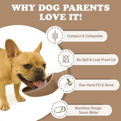 Show full view: Puppington Collapsible Silicone Dog Water Bottle, 18-oz, Latte Beige slide 3 of 9