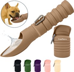 Puppington Collapsible Silicone Dog Water Bottle, 18-oz, Latte Beige