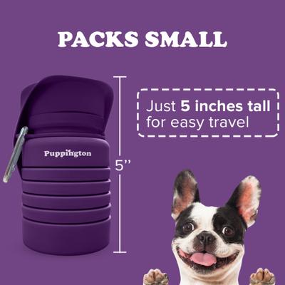 Show full view: Puppington Collapsible Silicone Dog Water Bottle, 18-oz, Plum Wine slide 5 of 9