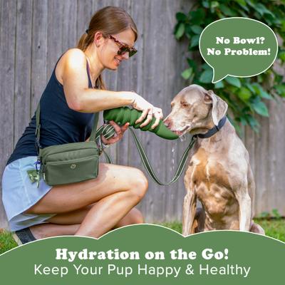 Show full view: Puppington Collapsible Silicone Dog Water Bottle, 18-oz, Basil Green slide 8 of 9