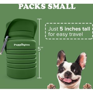 Puppington Collapsible Silicone Dog Water Bottle, 18-oz, Basil Green
