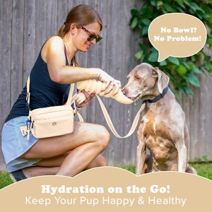 Puppington Collapsible Silicone Dog Water Bottle, 18-oz, Vanilla Cream