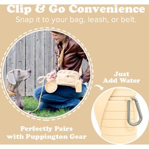 Puppington Collapsible Silicone Dog Water Bottle, 18-oz, Vanilla Cream