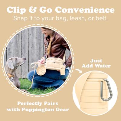 Show full view: Puppington Collapsible Silicone Dog Water Bottle, 18-oz, Vanilla Cream slide 7 of 10