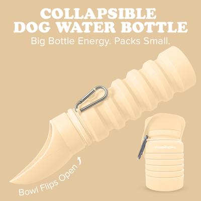 Show full view: Puppington Collapsible Silicone Dog Water Bottle, 18-oz, Vanilla Cream slide 3 of 10