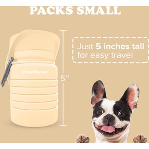 Puppington Collapsible Silicone Dog Water Bottle, 18-oz, Vanilla Cream