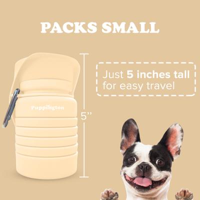 Show full view: Puppington Collapsible Silicone Dog Water Bottle, 18-oz, Vanilla Cream slide 6 of 10