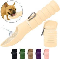 Puppington Collapsible Silicone Dog Water Bottle, 18-oz, Vanilla Cream