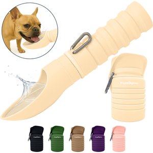 Puppington Collapsible Silicone Dog Water Bottle, 18-oz, Vanilla Cream