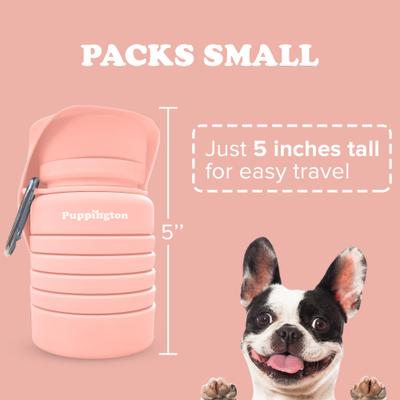 Show full view: Puppington Collapsible Silicone Dog Water Bottle, 18-oz, Blush Pink slide 6 of 10