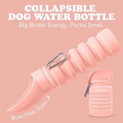 Show full view: Puppington Collapsible Silicone Dog Water Bottle, 18-oz, Blush Pink slide 3 of 10