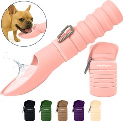 Puppington Collapsible Silicone Dog Water Bottle, 18-oz, Blush Pink