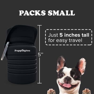 Show full view: Puppington Collapsible Silicone Dog Water Bottle, 18-oz, Onyx Black slide 5 of 9