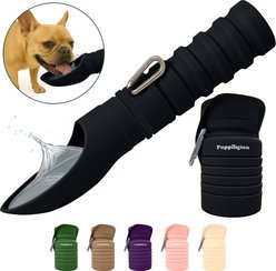 Puppington Collapsible Silicone Dog Water Bottle, 18-oz, Onyx Black