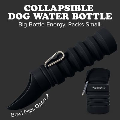 Show full view: Puppington Collapsible Silicone Dog Water Bottle, 18-oz, Onyx Black slide 2 of 9