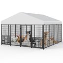 LovMor Heavy Duty Outdoor Dog Kennel with Rotating Bowls, 10 x 10 x 6.5-ft