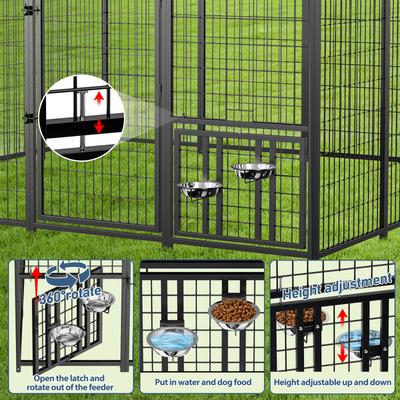 Show full view: LovMor Heavy Duty Outdoor Dog Kennel with Rotating Bowls, 4 x 4 x 4.25-ft slide 3 of 7