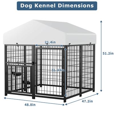 Show full view: LovMor Heavy Duty Outdoor Dog Kennel with Rotating Bowls, 4 x 4 x 4.25-ft slide 2 of 7