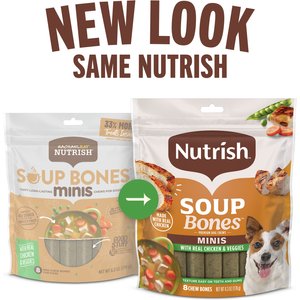 Nutrish Soup Bones Minis with Real Chicken & Veggies Chews Dog Treats, 16 count (Rachael Ray)